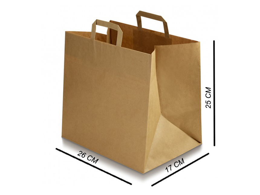 BROWN PAPER BAGS WITH HANDLES MEDIUM – Bakery and Patisserie Products